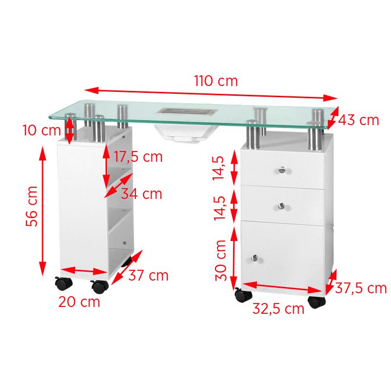 Glasschreibtisch mit Absorber 013B weiß