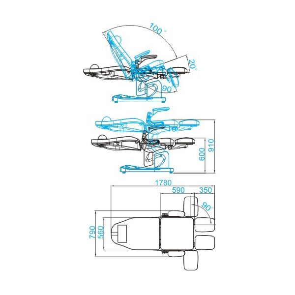 Elektrischer Fußpflegestuhl Azzurro 709A 3 eng. grau