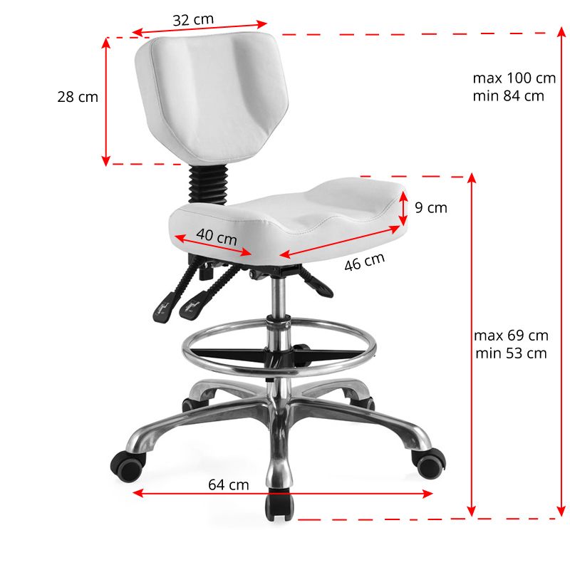 Rollhocker, Coiffeur- Kosmetikhocker A-4299 weiß