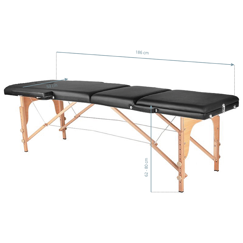 Klappbare Massageliege Holz Komfort Activ Fizjo 3-Segment schwarz