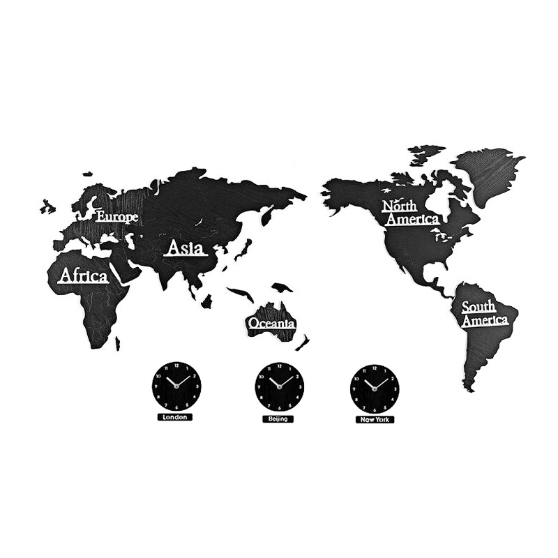Uhrendekoration Weltkarte - Zeitzonen