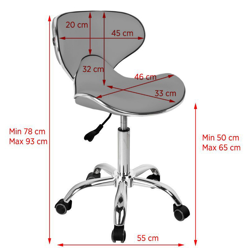 Rollhocker, Kosmetikhocker Q-4599 grau