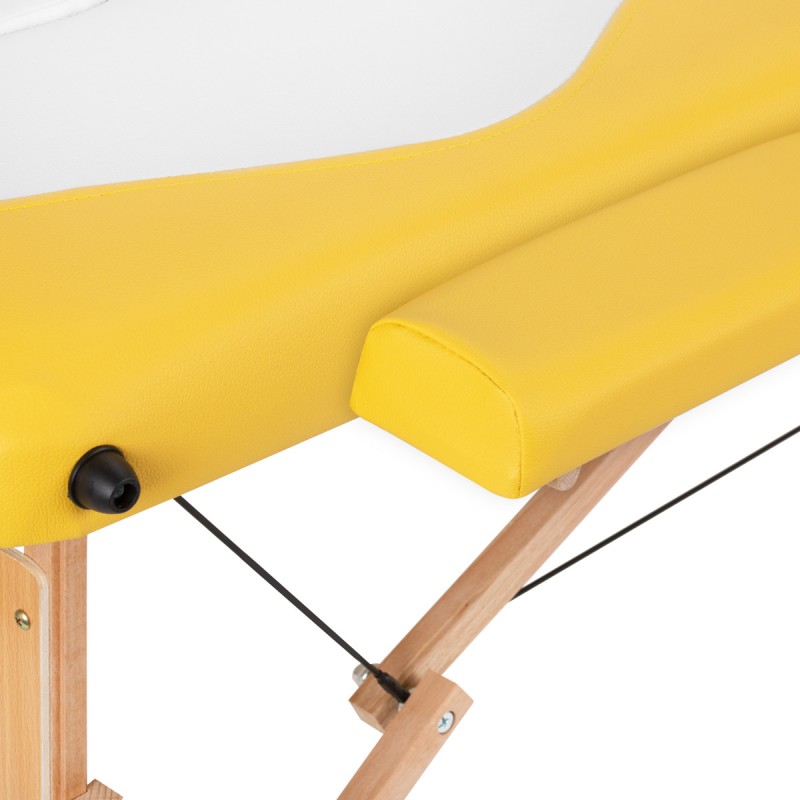 Klappbare Massageliege Holz Komfort Activ Fizjo 2-Segment weiß-gelb