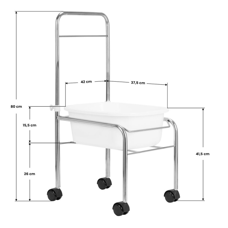 Chrom-Pediküre-Tablett auf Rädern