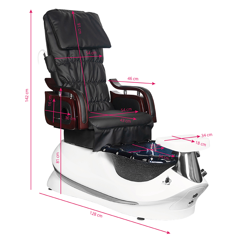 Spa-Pedikürstuhl AS-261 schwarz-weiß mit Massagefunktion und Pumpe